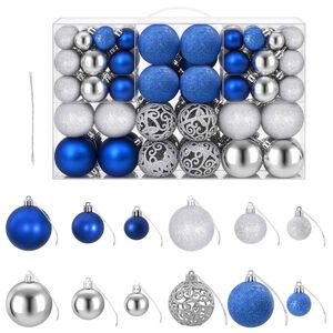 vidaXL Bolas de Navidad 100 unidades azul y plateado 3 / 4 / 6 cm