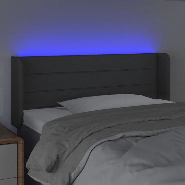 vidaXL Cabecero con LED de tela gris oscuro 103x16x78/88 cm