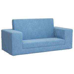 vidaXL Sof&aacute; cama de ni&ntilde;os 2 plazas felpa suave azul