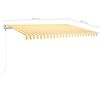 vidaXL Toldo autom&aacute;tico LED sensor de viento amarillo blanco 400x300cm
