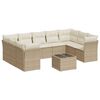 vidaXL Juego de sof&aacute;s jard&iacute;n con cojines beige 10 pzas rat&aacute;n sint&eacute;tico
