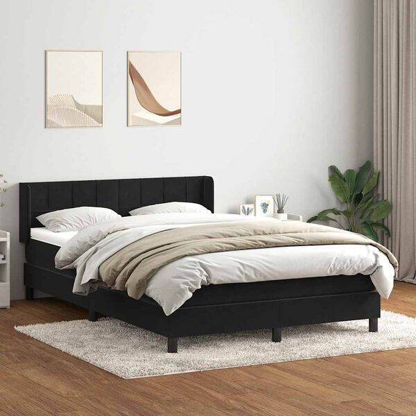 vidaXL Cama box spring con colch&oacute;n terciopelo negro 160x210 cm