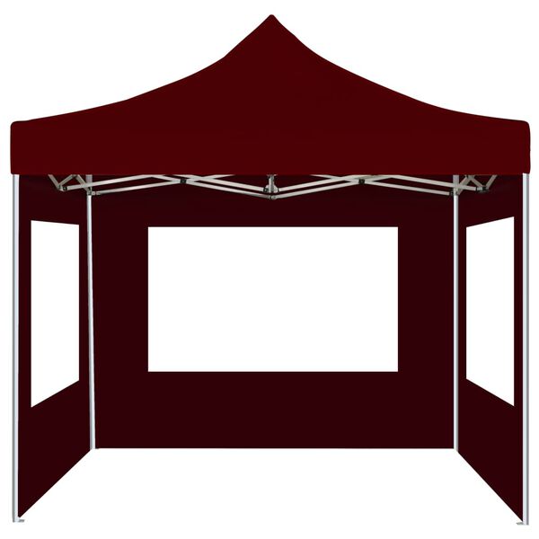 vidaXL Carpa plegable profesional y paredes aluminio rojo tinto 3x3m
