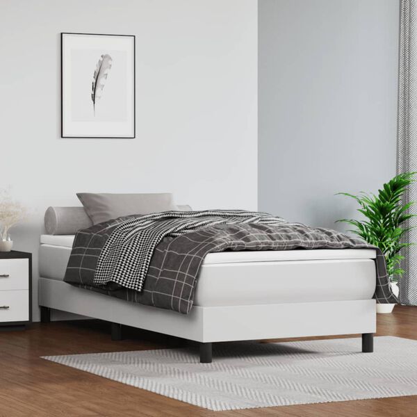 vidaXL Estructura de cama con somier cuero sint&eacute;tico blanco 100x200cm