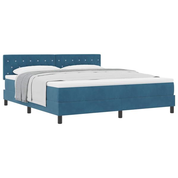 vidaXL Cama tipo Box Spring Azul Oscuro 180 x 200 cm Terciopelo