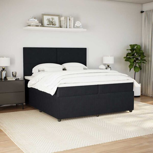 vidaXL Cama box spring con colch&oacute;n terciopelo negro 200x200 cm