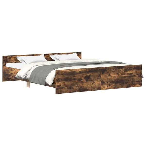 vidaXL Estructura de cama con cabecero piecero roble ahumado 200x200cm