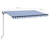 vidaXL Toldo automático LED sensor de viento azul y blanco 400x300 cm