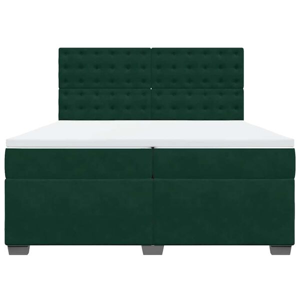 vidaXL Cama box spring con colch&oacute;n terciopelo verde oscuro 200x200 cm