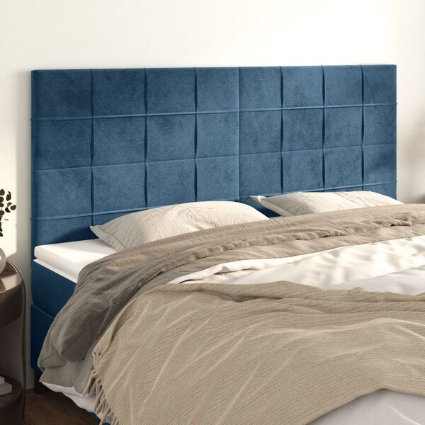 vidaXL Cabecero Terciopelo Azul Oscuro 180x5x118/128 cm