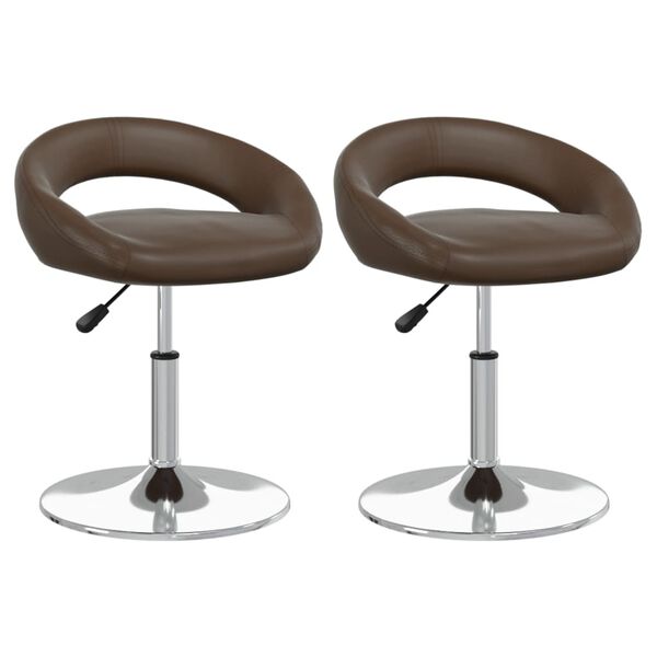 vidaXL Sillas de comedor giratorias 2 unidades cuero sint&eacute;tico marr&oacute;n