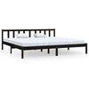 vidaXL Estructura de cama doble sin colch&oacute;n madera maciza negro