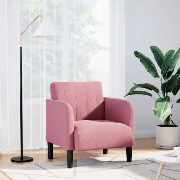 vidaXL Sill&oacute;n con reposabrazos terciopelo rosa 54 cm
