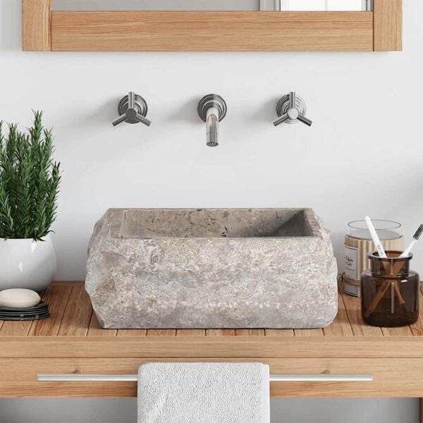 vidaXL Lavabo gris m&aacute;rmol 30x30x13 cm