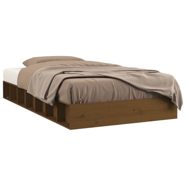 vidaXL Estructura cama individual madera maciza marr&oacute;n miel 75x190 cm