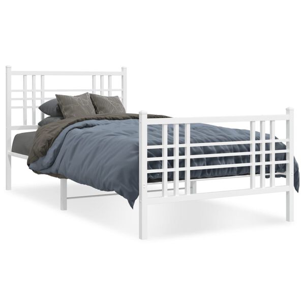 vidaXL Estructura cama sin colch&oacute;n con estribo metal blanco 90x190 cm
