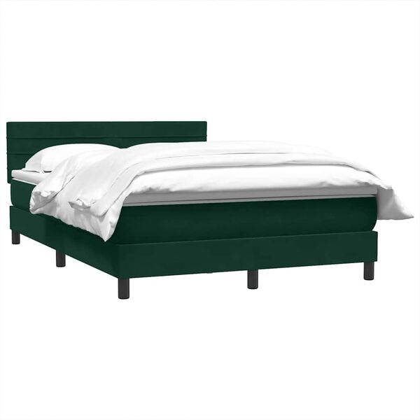 vidaXL Cama box spring con colch&oacute;n terciopelo verde oscuro 160x210 cm