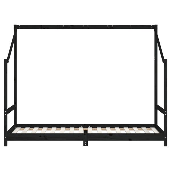 vidaXL Estructura de cama para ni&ntilde;os madera de pino negro 90x200 cm