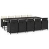 vidaXL Set de comedor jard&iacute;n 11 pzas con cojines rat&aacute;n sint&eacute;tico negro