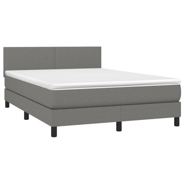 vidaXL Cama box spring con colch&oacute;n tela gris oscuro 140x200 cm