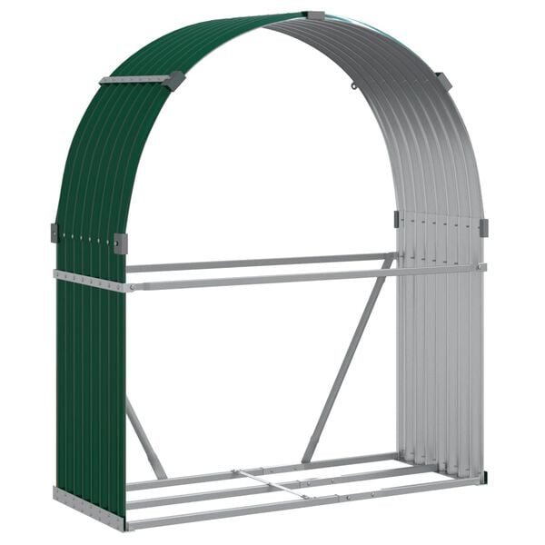 vidaXL Le&ntilde;ero de acero galvanizado verde 120x45x140 cm