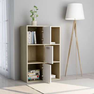 vidaXL Mueble de TV madera contrachapada blanco y roble 60x29,5x90 cm
