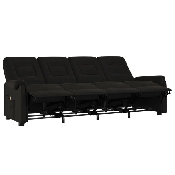 vidaXL Sill&oacute;n reclinable de masaje de 4 plazas tela microfibra negro