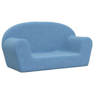 vidaXL Sof&aacute; para ni&ntilde;os de 2 plazas de felpa suave azul