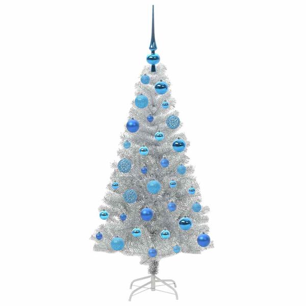 vidaXL &Aacute;rbol de Navidad con 150 LED con soporte Plateado 120 cm PET