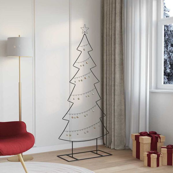 vidaXL Árbol de Navidad de metal con soporte Negro 180 cm Acero