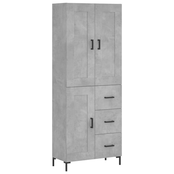 vidaXL Aparador alto madera contrachapada gris hormigón 69,5x34x180 cm