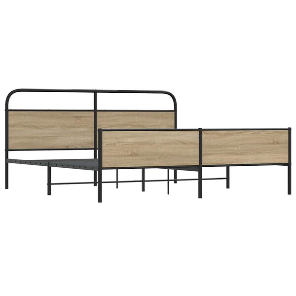 vidaXL Estructura de cama sin colch&oacute;n metal roble ahumado 193x203 cm