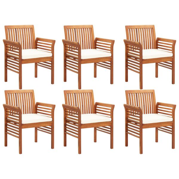 vidaXL Set comedor de jard&iacute;n 7 pzas y cojines madera maciza de acacia