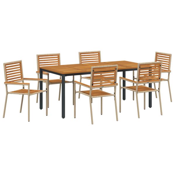 vidaXL Conjunto de Comedor de Jard&iacute;n 7 pcs Beige y Marr&oacute;n