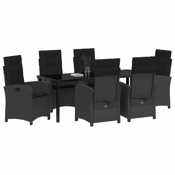 vidaXL Conjunto de Comedor de Jard&iacute;n 7 pcs Negro rat&aacute;n sint&eacute;tico