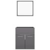 vidaXL Set muebles de ba&ntilde;o 2 piezas madera contrachapada gris brillo