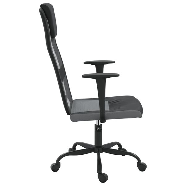 vidaXL Silla oficina altura ajustable tela malla y cuero PE gris negro