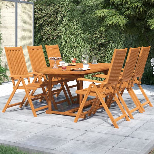 vidaXL Juego de comedor para jard&iacute;n 7 piezas madera maciza de acacia 120-170 cm
