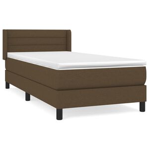 vidaXL Cama box spring con colch&oacute;n tela marr&oacute;n oscuro 80x200 cm