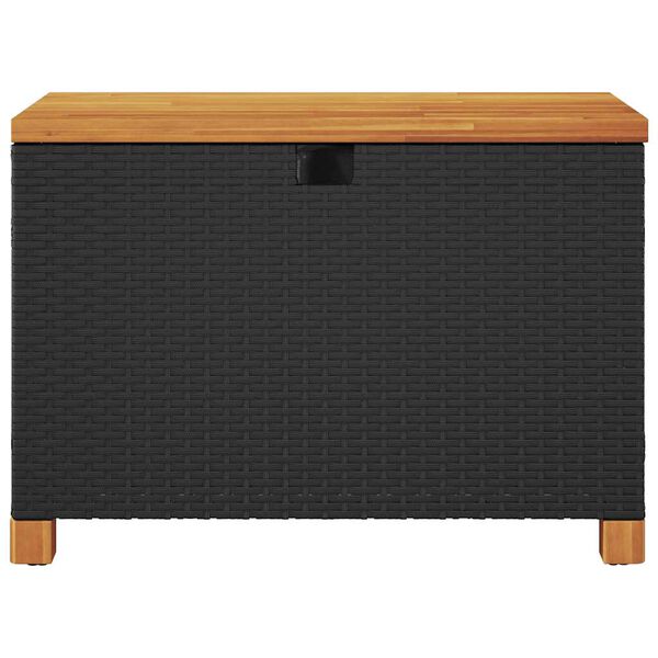 vidaXL Caja de almacenaje jardín madera acacia ratán negro 80x40x48 cm