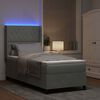 vidaXL Cama con Box Spring LED y Colch&oacute;n Argyle Gris claro 90 x 190 cm
