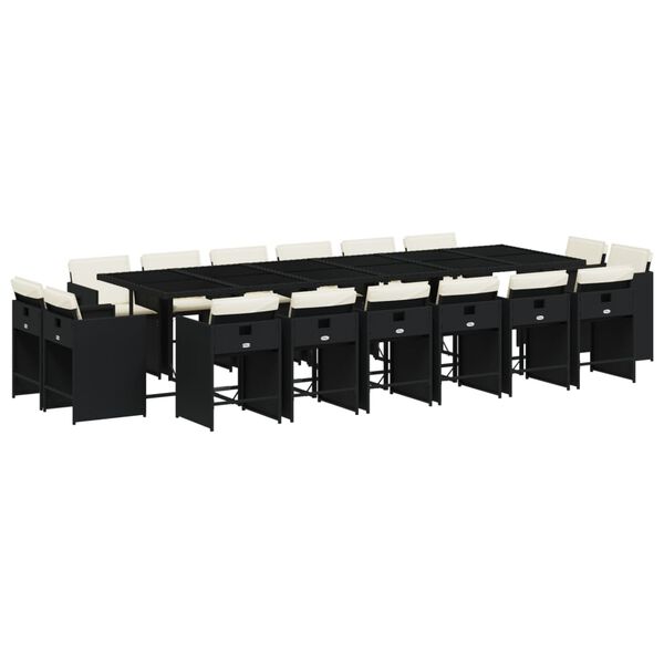 vidaXL Set de muebles jard&iacute;n 17 pzas con cojines rat&aacute;n sint&eacute;tico negro