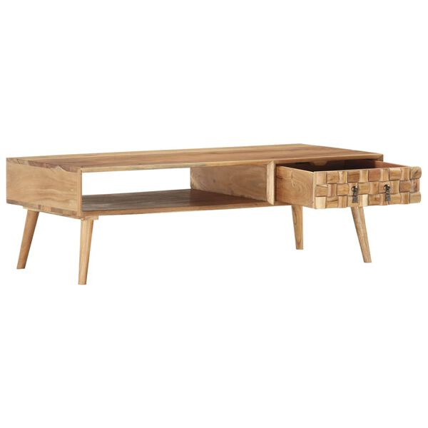 vidaXL Mesa de centro de madera maciza de acacia 110x50x35 cm