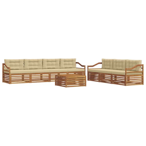 vidaXL Conjunto de sof&aacute;s de exterior con coj&iacute;n 8 pcs Natural y Beige
