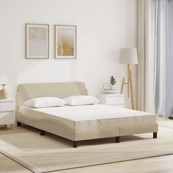vidaXL Cama con colch&oacute;n Dover tela color crema 140x190 cm
