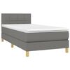 vidaXL Cama box spring con colch&oacute;n tela gris oscuro 90x190 cm