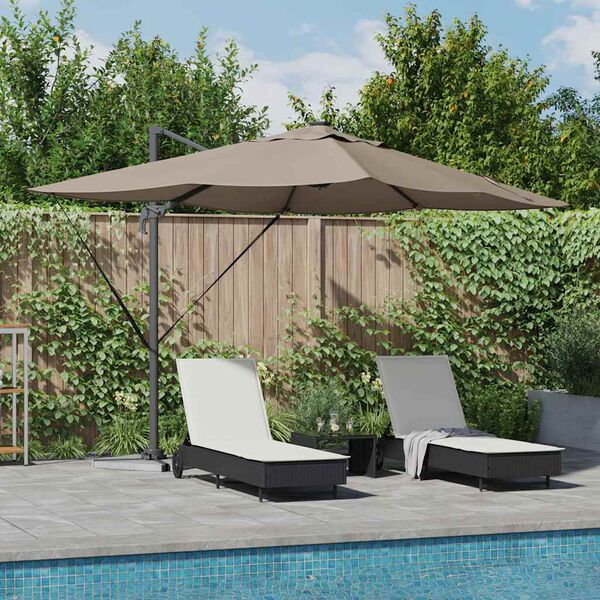 vidaXL Parasol Roma de Brazo Lateral Taupe y Negro 352 x 251 x 265 cm