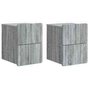 vidaXL Mesita de Noche de Pared 2 pcs Gris Sonoma 33 x 34,5 x 43 cm