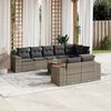vidaXL Set de muebles de jard&iacute;n 9 pzas y cojines rat&aacute;n sint&eacute;tico gris