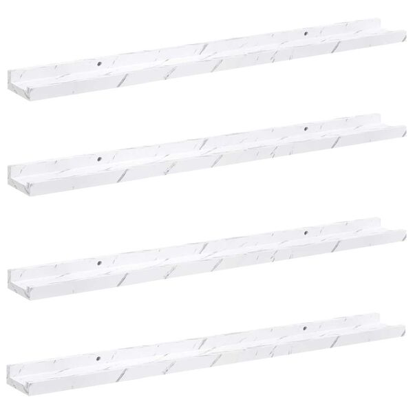 vidaXL Estante de pared con estante 4 pcs M&aacute;rmol 80 x 9 x 3 cm